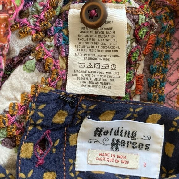 Anthropologie Holding Horses Minas Blouse Embroidered Short Sleeve Top 2 #19768 - Picture 14 of 14